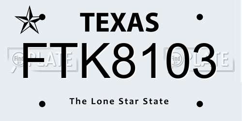 FTK8103 Texas License Plate