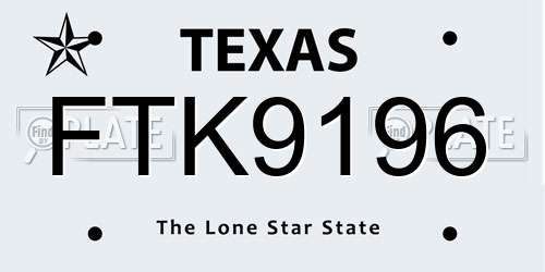 FTK9196 Texas License Plate