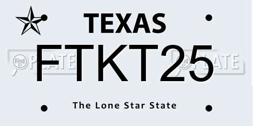 FTKT25 Texas License Plate