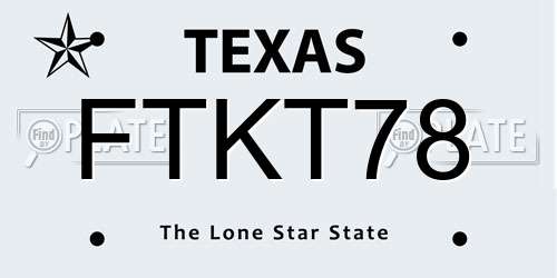 FTKT78 Texas License Plate
