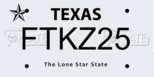 FTKZ25 Texas License Plate