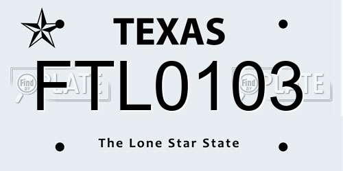 FTL0103 Texas License Plate