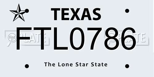 FTL0786 Texas License Plate