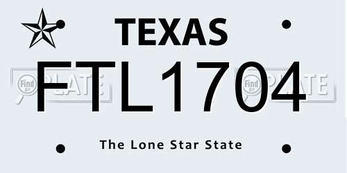 FTL1704 Texas License Plate