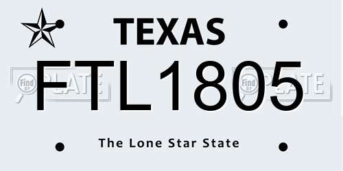 FTL1805 Texas License Plate