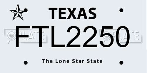 FTL2250 Texas License Plate