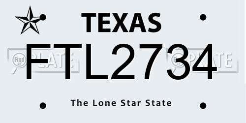 FTL2734 Texas License Plate