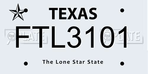 FTL3101 Texas License Plate