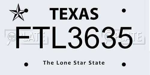 FTL3635 Texas License Plate