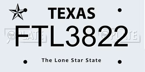 FTL3822 Texas License Plate