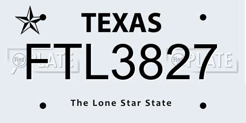 FTL3827 Texas License Plate