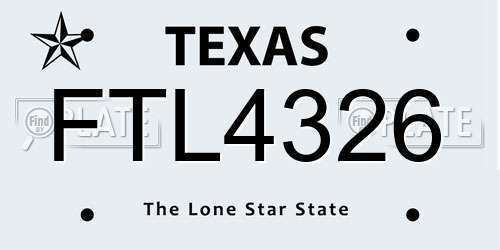 FTL4326 Texas License Plate