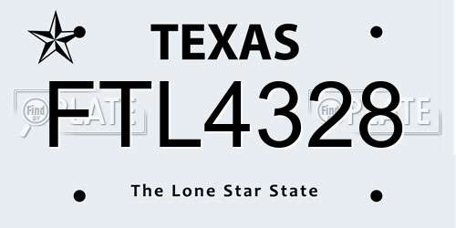 FTL4328 Texas License Plate