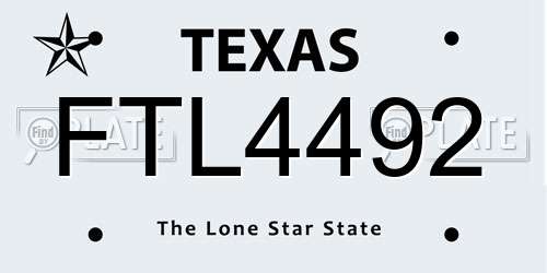 FTL4492 Texas License Plate