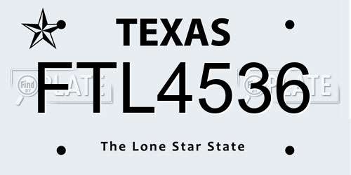 FTL4536 Texas License Plate