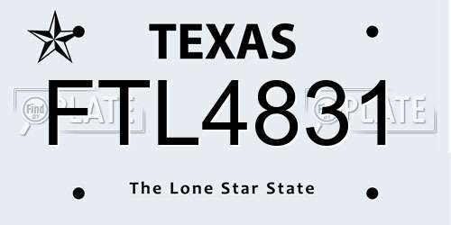FTL4831 Texas License Plate