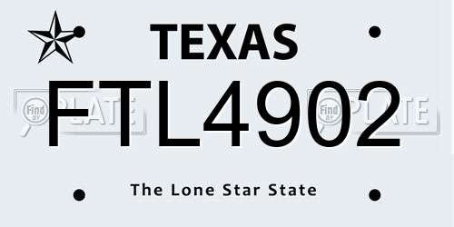 FTL4902 Texas License Plate