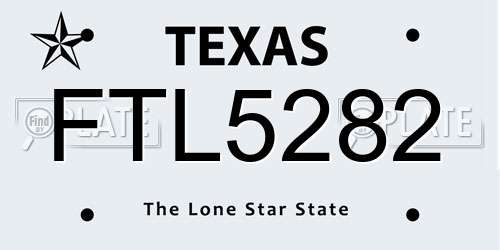 FTL5282 Texas License Plate