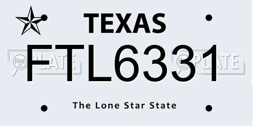 FTL6331 Texas License Plate