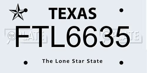 FTL6635 Texas License Plate