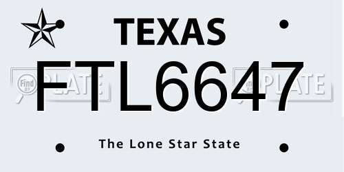 FTL6647 Texas License Plate