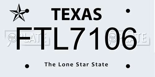 FTL7106 Texas License Plate