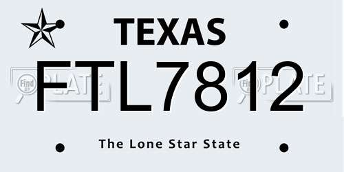 FTL7812 Texas License Plate