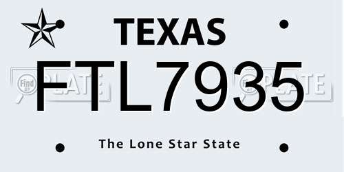 FTL7935 Texas License Plate