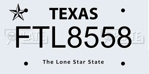 FTL8558 Texas License Plate