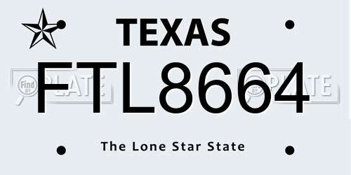 FTL8664 Texas License Plate