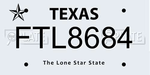 FTL8684 Texas License Plate
