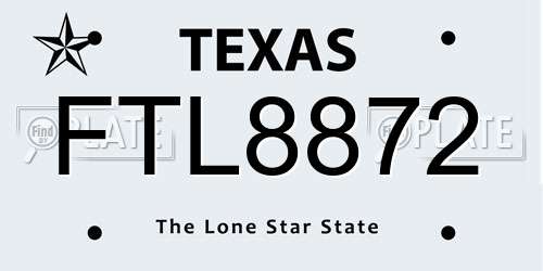 FTL8872 Texas License Plate