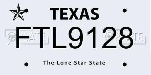 FTL9128 Texas License Plate