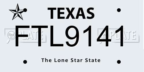 FTL9141 Texas License Plate