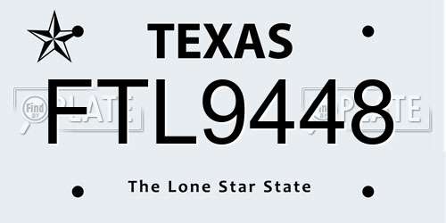FTL9448 Texas License Plate