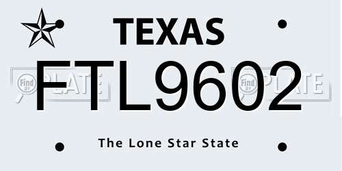 FTL9602 Texas License Plate