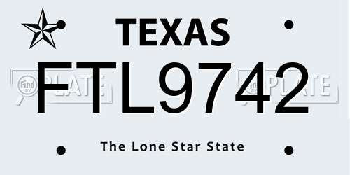 FTL9742 Texas License Plate