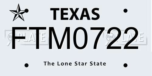 FTM0722 Texas License Plate