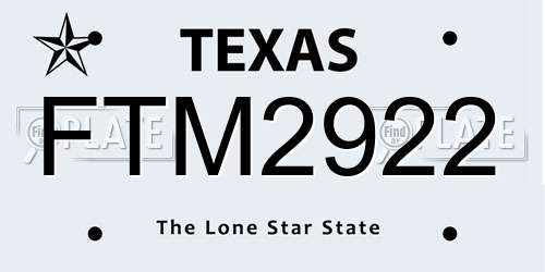 FTM2922 Texas License Plate