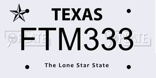 FTM333 Texas License Plate