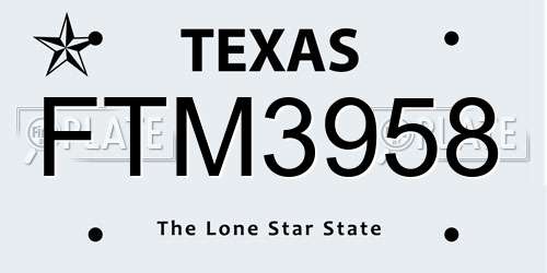 FTM3958 Texas License Plate