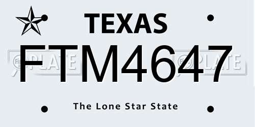 FTM4647 Texas License Plate