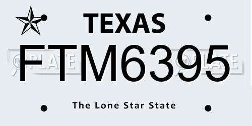 FTM6395 Texas License Plate