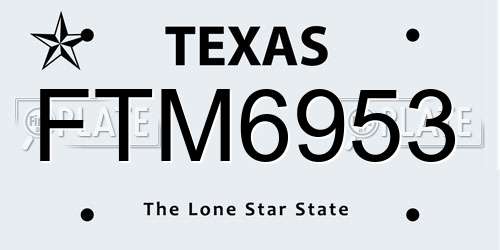 FTM6953 Texas License Plate