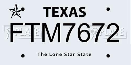 FTM7672 Texas License Plate