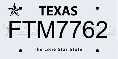 FTM7762 Texas License Plate