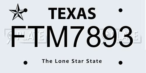 FTM7893 Texas License Plate
