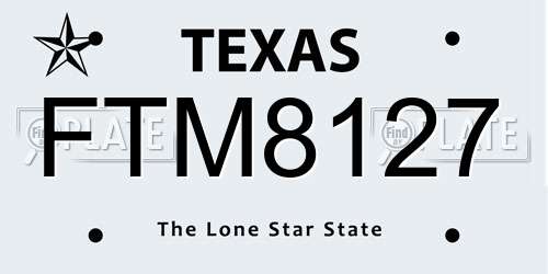 FTM8127 Texas License Plate