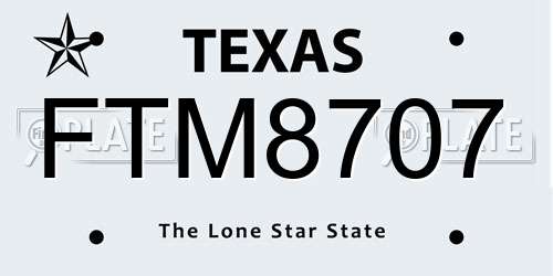 FTM8707 Texas License Plate