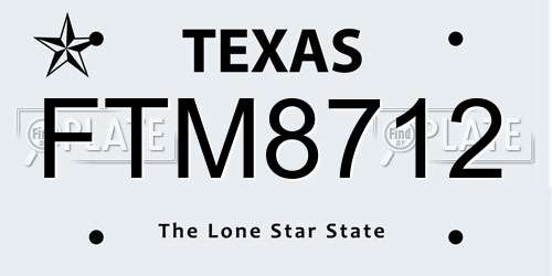 FTM8712 Texas License Plate